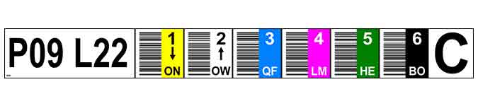 ONE2ID Regaletiketten mit vertikalen Barcode