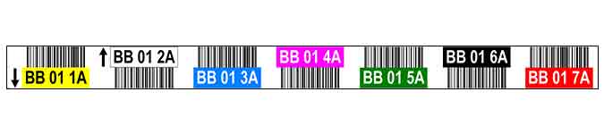 ONE2ID mehrfarbige Regalschilder mit Barcode