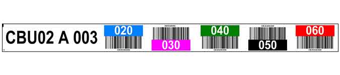 ONE2ID Regalschilder mit Farben und Barcode
