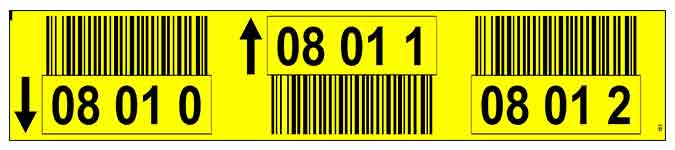 ONE2ID gelbe Regalschilder mit Barcodes