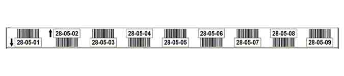 ONE2ID weisse Palettenregaletiketten mit Barcode