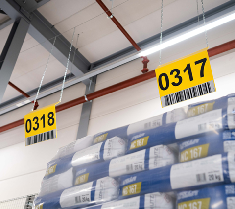 ONE2ID Blocklagerschilder Lagerschilder Bulk-Ware Massengut Fernscannen